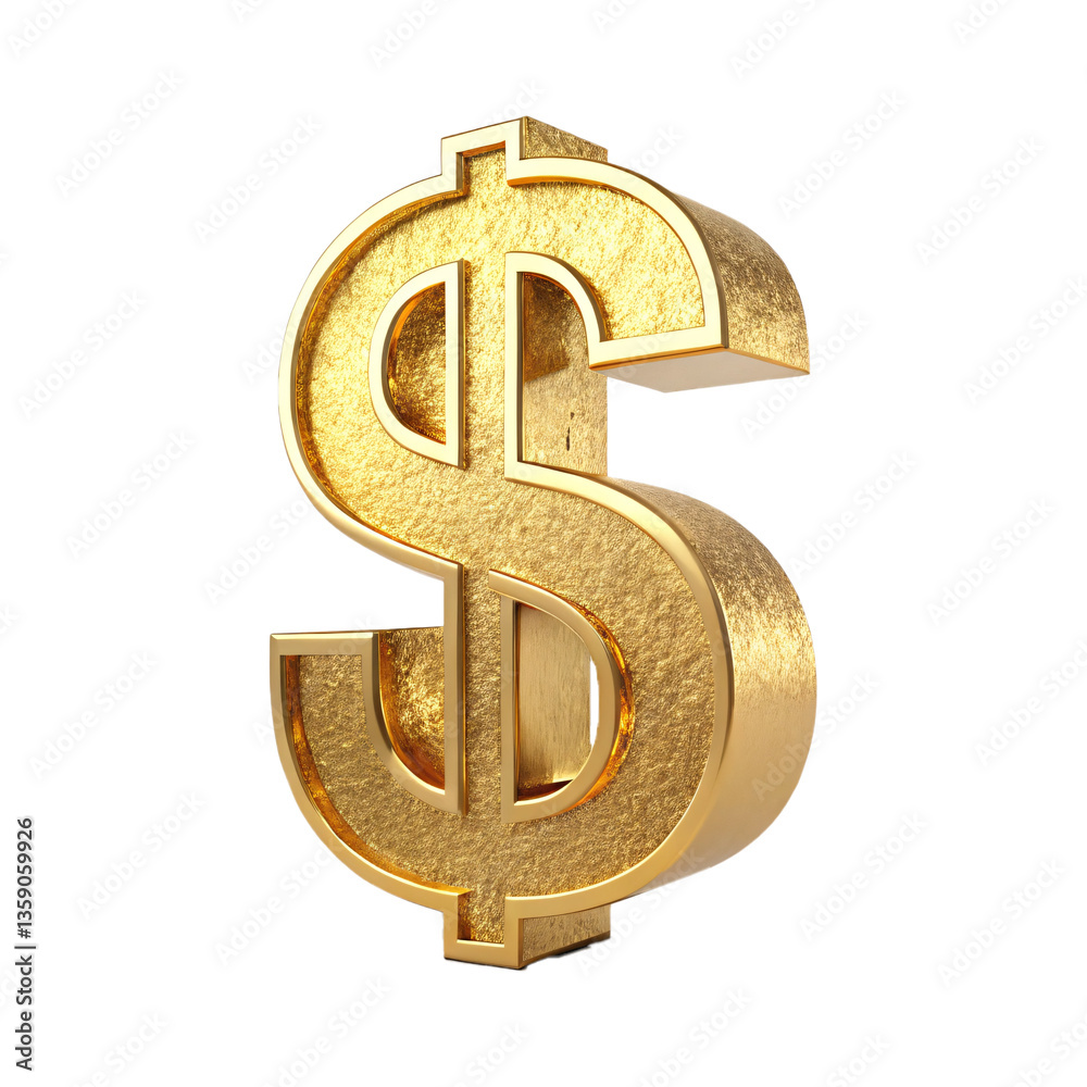 Fototapeta premium 3D Golden Dollar Sign – Shiny Money, Wealth, Finance Symbol in Gold