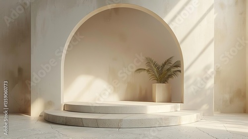 a plant in a pot on a round platform photo