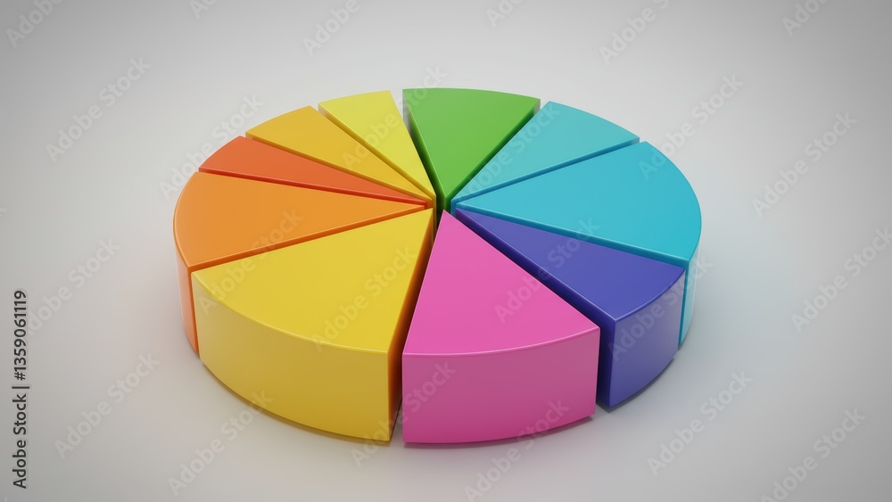 Obraz premium Colorful pie chart represents business data visualization in modern graphic design Useful for presentations and analytics
