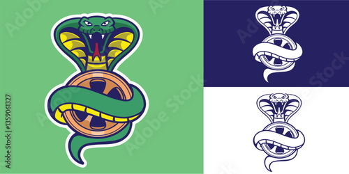 mascot snake with rim good for logo, team logo, garage logo, sticker, etc