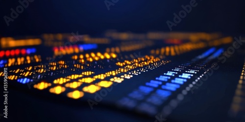 Vibrant close-up of a silicon wafer showcasing intricate patterns and colors in semiconductor technology.