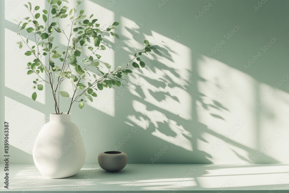 A clean minimalist scene with soft white and light green hues creating a calm and harmonious visual effect A clean minimalist scene with soft white and light green hues creating a calm and harmonious visual effect