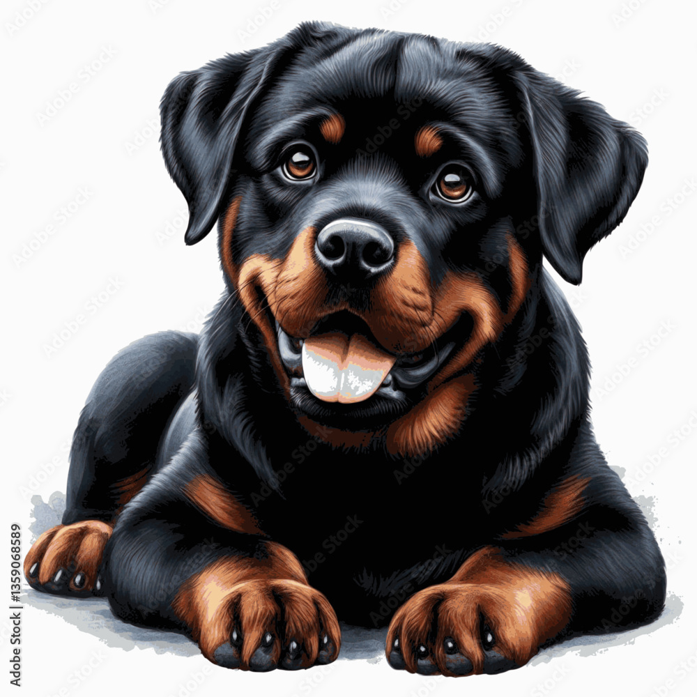 Obraz premium Rottweiler dog isolated watercolor vector illustration svg