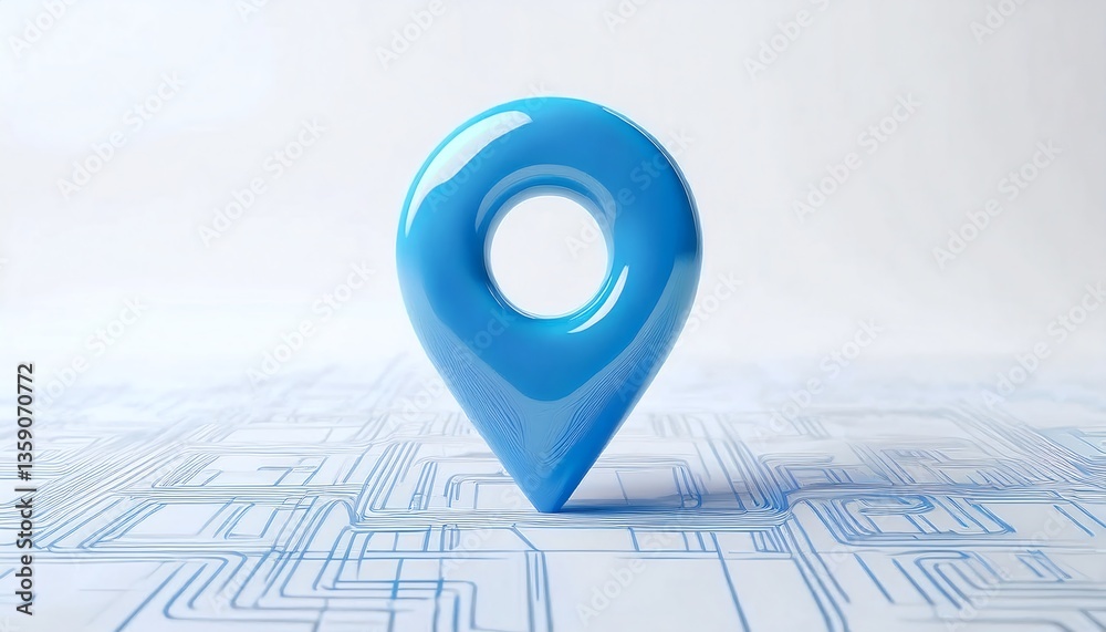 A glossy blue location pin rests on a circuit-like background, symbolizing navigation and digital connectivity. A glossy blue location pin rests on a circuit-like background, symbolizing navigation and digital connectivity.