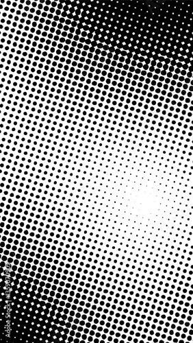 Black and white halftone dots vertical background with circle mode. Suitable for comics, prints, posters, etc.