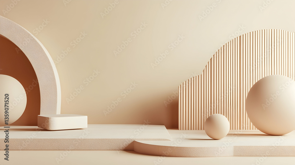 3D Abstract Geometric Figures on Beige 3D Abstract Geometric Figures on Beige