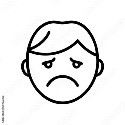 Sad face icon expressing disappointment and frustration in minimal style  