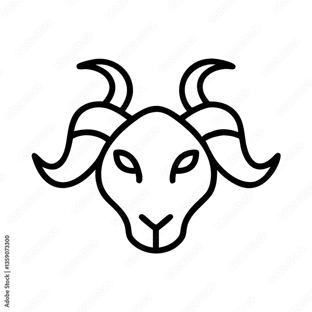 Zodiac symbolic Aries illustration in minimalistic style on white background Zodiac symbolic Aries illustration in minimalistic style on white background