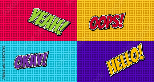 Retro speech bubble text. Sticker for social networks and messengers. 80s and 90s. Cartoon flat vector illustration