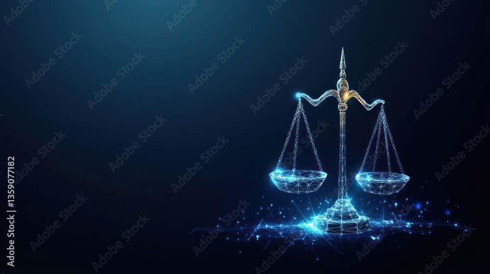 Abstract digital scales of justice on dark background. Possible use Stock photo Abstract digital scales of justice on dark background. Possible use Stock photo