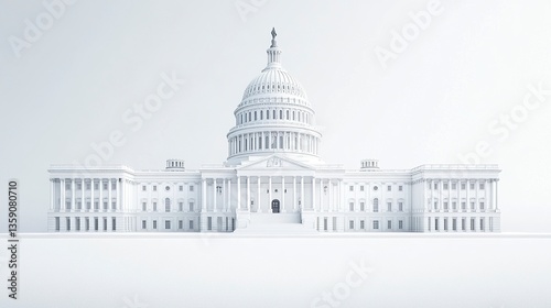 Iconic Capitol building architectural masterpiece with grand dome and columns set against a pure white background.  
