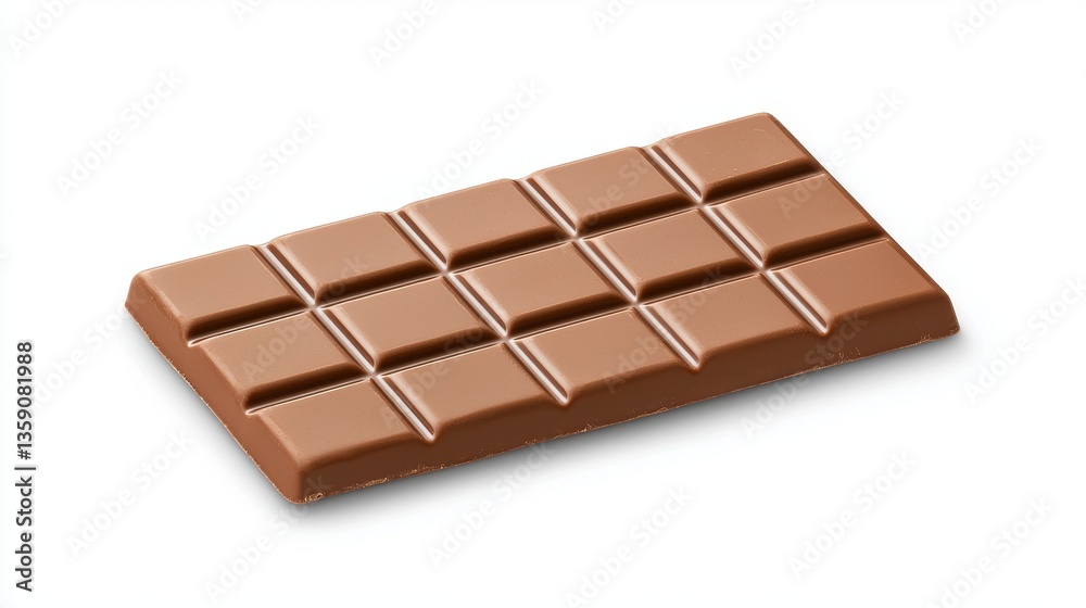 Delicious Milk Chocolate Bar Sweet Treat Isolated on White Background Delicious Milk Chocolate Bar Sweet Treat Isolated on White Background