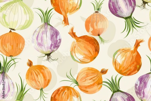 Colorful and Minimalist Onion Pattern Illustration for Creative Backgrounds and Wallpaper