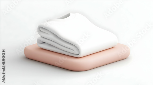 Folded White T-Shirt Mockup on Pale Pink Platform