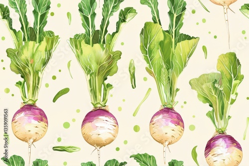 Vibrant Turnip Illustration Pattern for Minimal Vegetable Background and Wallpaper Design