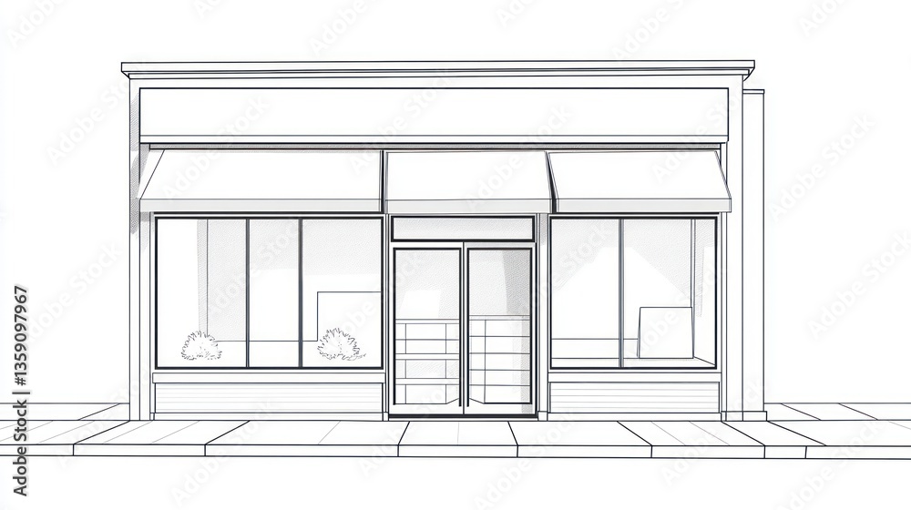 Outline of a storefront, exterior design sketch Outline of a storefront, exterior design sketch