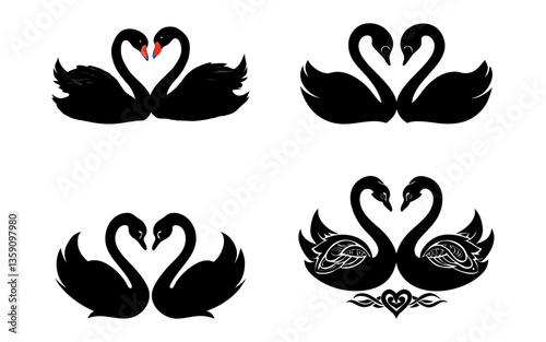 Couple Sawn Black Silhouette Collection Vector Design