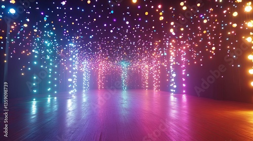 A vibrant room adorned with colorful lighting, perfect for joyful gatherings and festive occasions