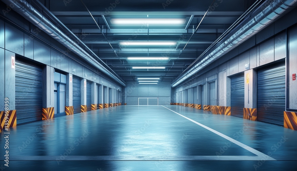 Obraz premium Modern, spacious underground garage