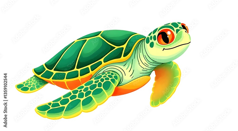 Fototapeta premium A wonderful journey of cartoon turtle