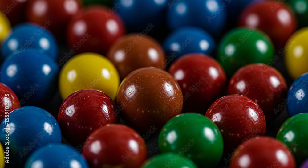 Close-up of various colorful magnetic balls scattered on a black surface Close-up of various colorful magnetic balls scattered on a black surface