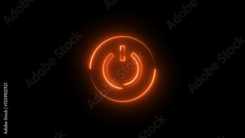 Neon power button concept.  Neon power on and off button illustration.