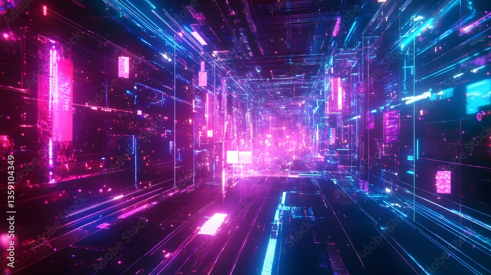 custom made wallpaper toronto digitalNeon Cyberpunk Corridor Digital Art