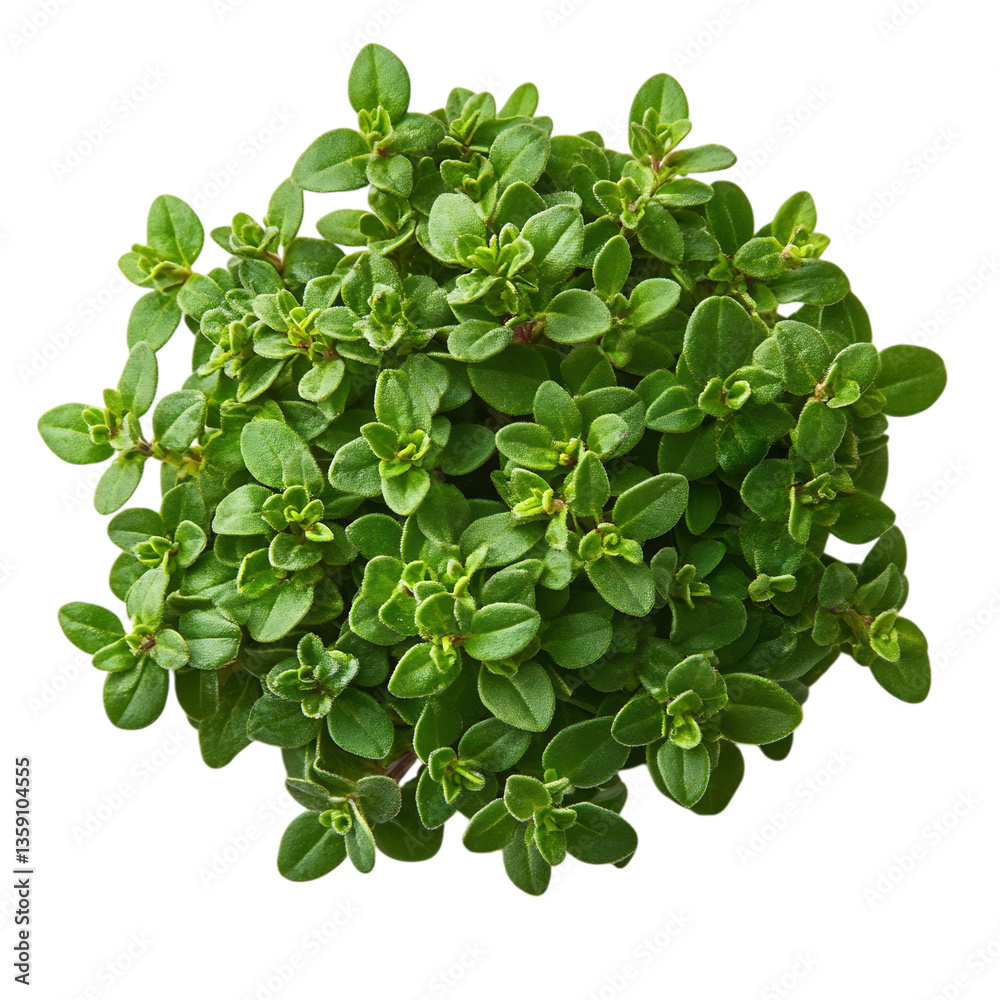 Fresh Thyme Cluster with Green Leaves Isolated on Transparent Background Fresh Thyme Cluster with Green Leaves Isolated on Transparent Background