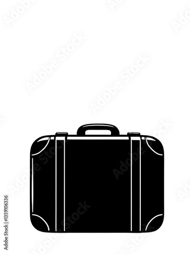 Travel suitcase illustration icon, black silhouette vector