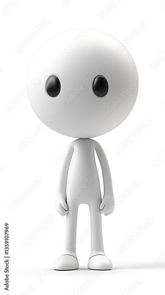Creative white character standing in minimalist style studio 3d art Creative white character standing in minimalist style studio 3d art