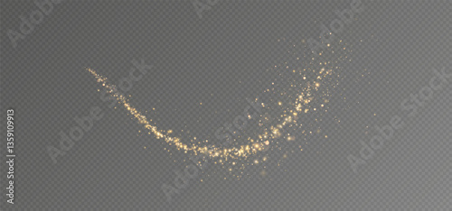 Golden sequins glow with many lights. Glittering dust. Luxurious background of golden particles.