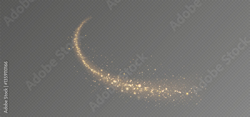 Golden sequins glow with many lights. Glittering dust. Luxurious background of golden particles.
