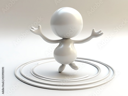 Joyful character dancing in minimalist studio 3d animation fun vibe