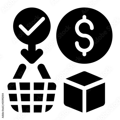 Order to Cash, OTC, O2C Glyph Solid Icon
