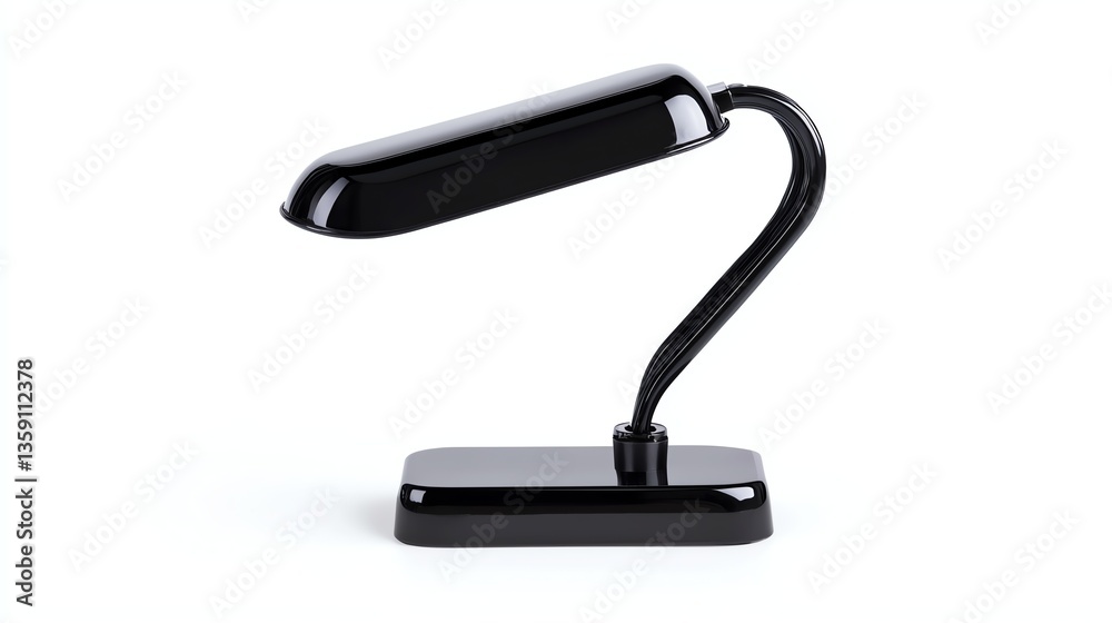 Stylish black desk lamp on a white isolated background, perfect for enhancing workspace aesthetics.