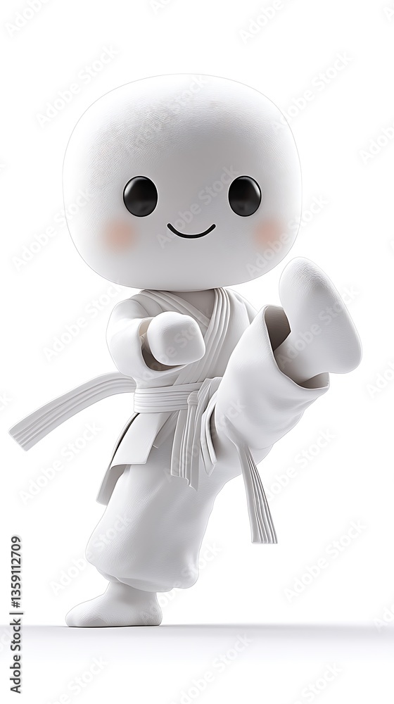 Karate practice by cute character indoor studio animated action scene Karate practice by cute character indoor studio animated action scene