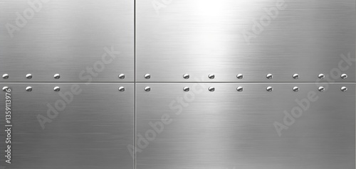 brushed stainless steel plate sheet with rivets texture background.