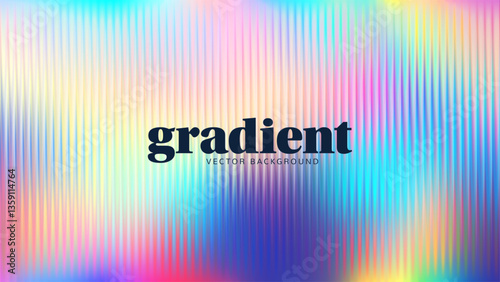 Ripple glass distortion effect background. Abstract fractal ribbed glass texture with vibrant gradients smooth fluted vertical lines. Reeded Bold dynamic design blending futuristic tones vector bg