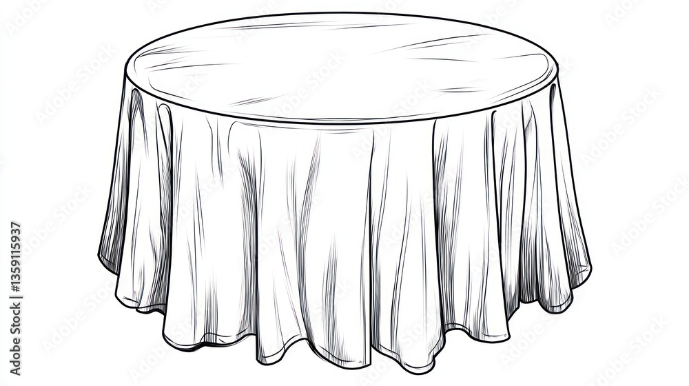 Round Tablecloth, Elegant Dining Table, Simple, Black and White Round Tablecloth, Elegant Dining Table, Simple, Black and White