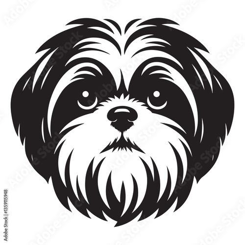 Adorable Shih Tzu Dog Portrait With Expressive Eyes Illustration