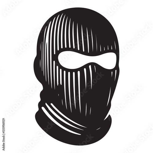 Silhouette Bandit Balaclava Mask Head Vector Illustration Design