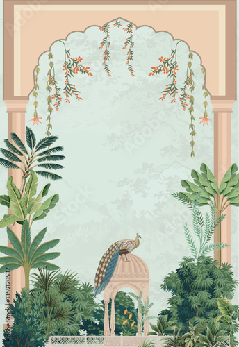 Mughal Wedding invitation card, Wedding invitation card with Mughal Arch Design.