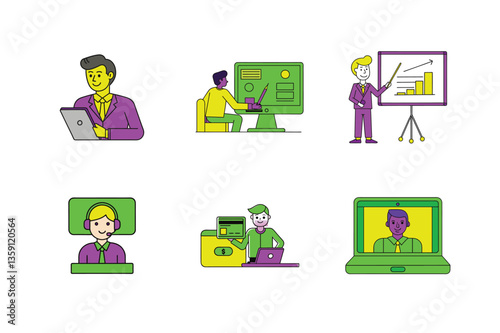 business people icon set