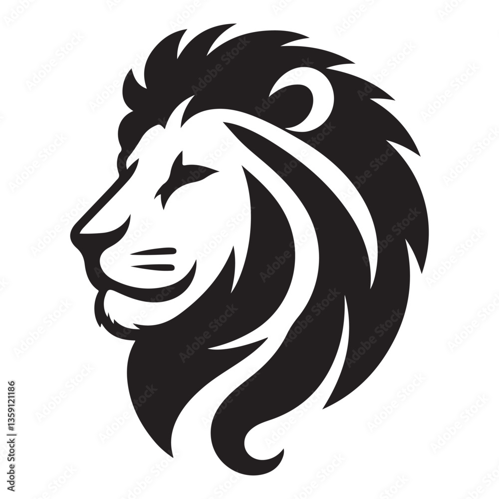 Fototapeta premium Powerful Lion Head Silhouette Vector Graphic for Logo Design