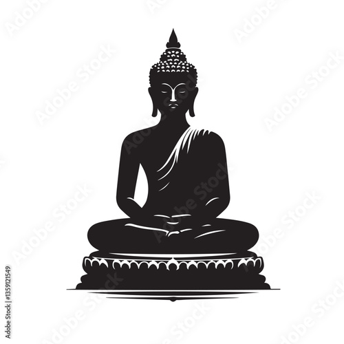 Serene Buddha Silhouette Illustration for Meditation and Spiritual Practice