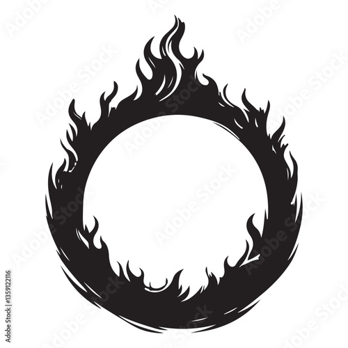 Ring of fire vector illustration silhouette burning flames design
