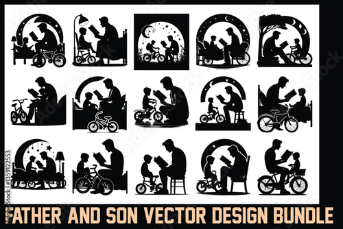 Father and Son Reading Vector Bundle