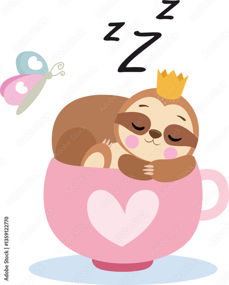 Brown sloth prince sleeping inside a cup.cdr Brown sloth prince sleeping inside a cup.cdr