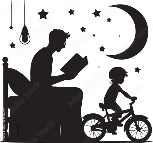 Father and Son Reading Vector Bundle