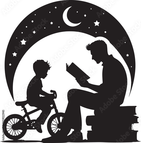 Father and Son Reading Vector Bundle